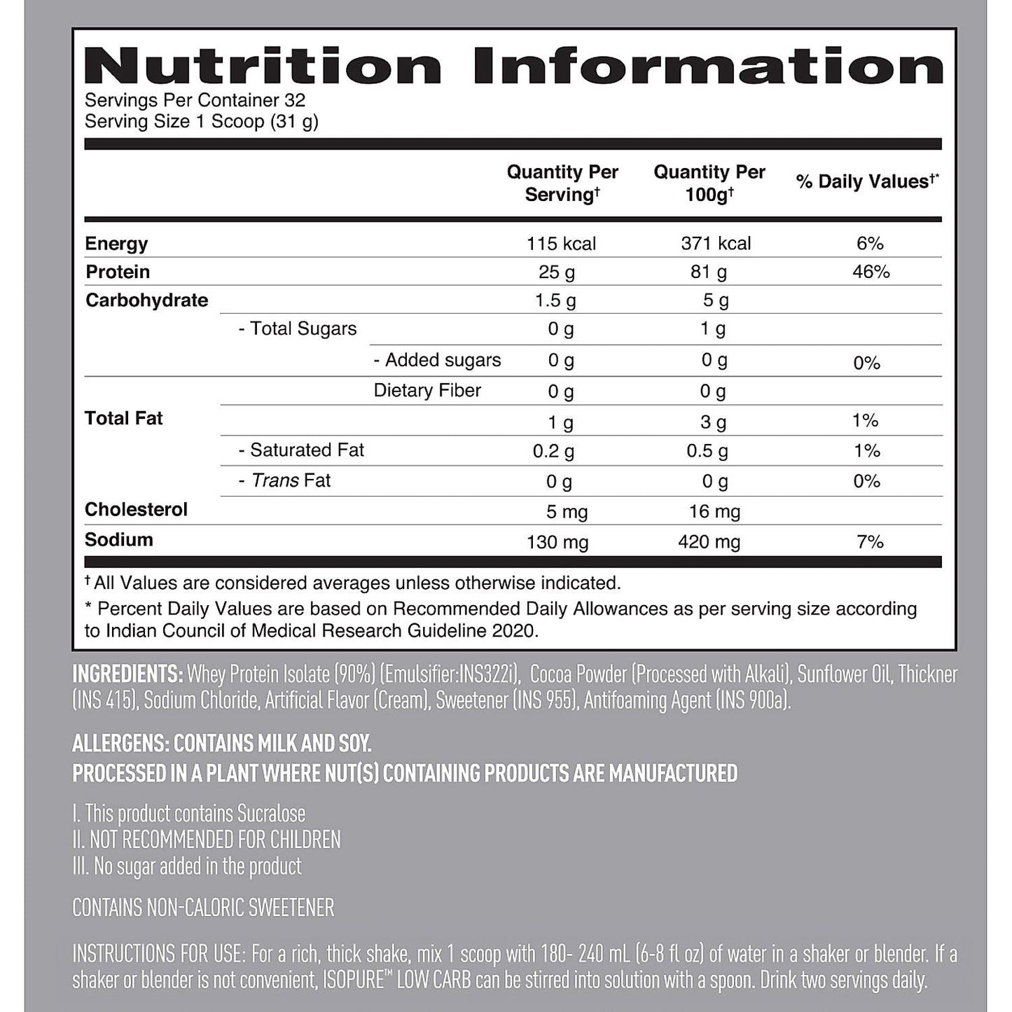 Isopure Whey Protein Isolate Powder with Vitamins for Immune Support - 2 kg
