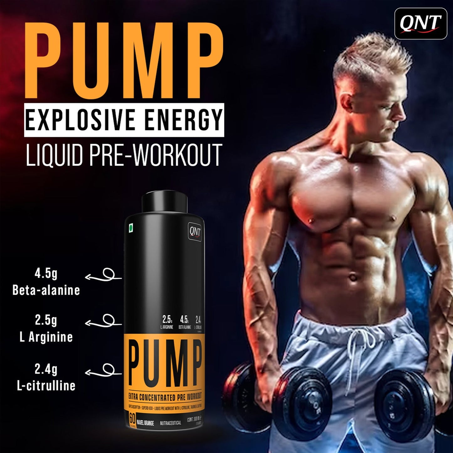 QNT PUMP LIQUID PRE WORKOUT | PEACH, 450ML