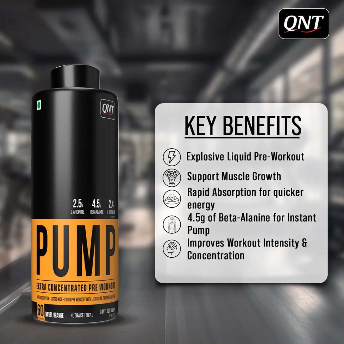 QNT PUMP LIQUID PRE WORKOUT | PEACH, 450ML
