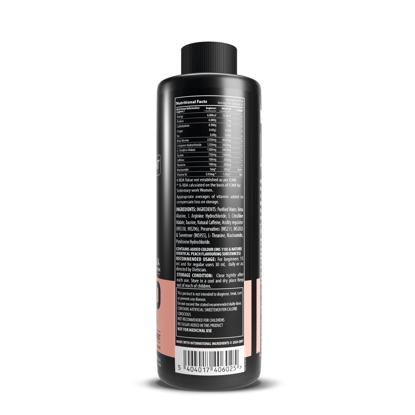 QNT PUMP LIQUID PRE WORKOUT | PEACH, 450ML