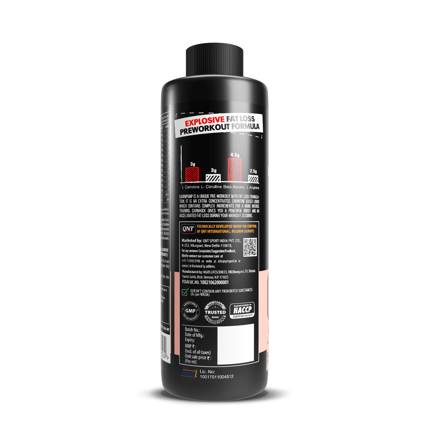 QNT CARNI-PUMP LIQUID PRE WORKOUT WITH L CARNITINE 1L