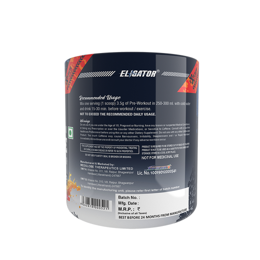 Eligator Explosive Pre Workout | 50 Servings | Steel Shaker Free