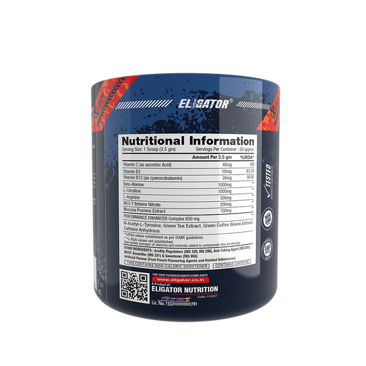 Eligator Explosive Pre Workout | 50 Servings | Steel Shaker Free