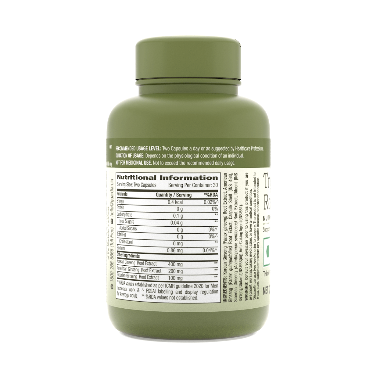 GNC Herbal Plus Triple Ginseng Root