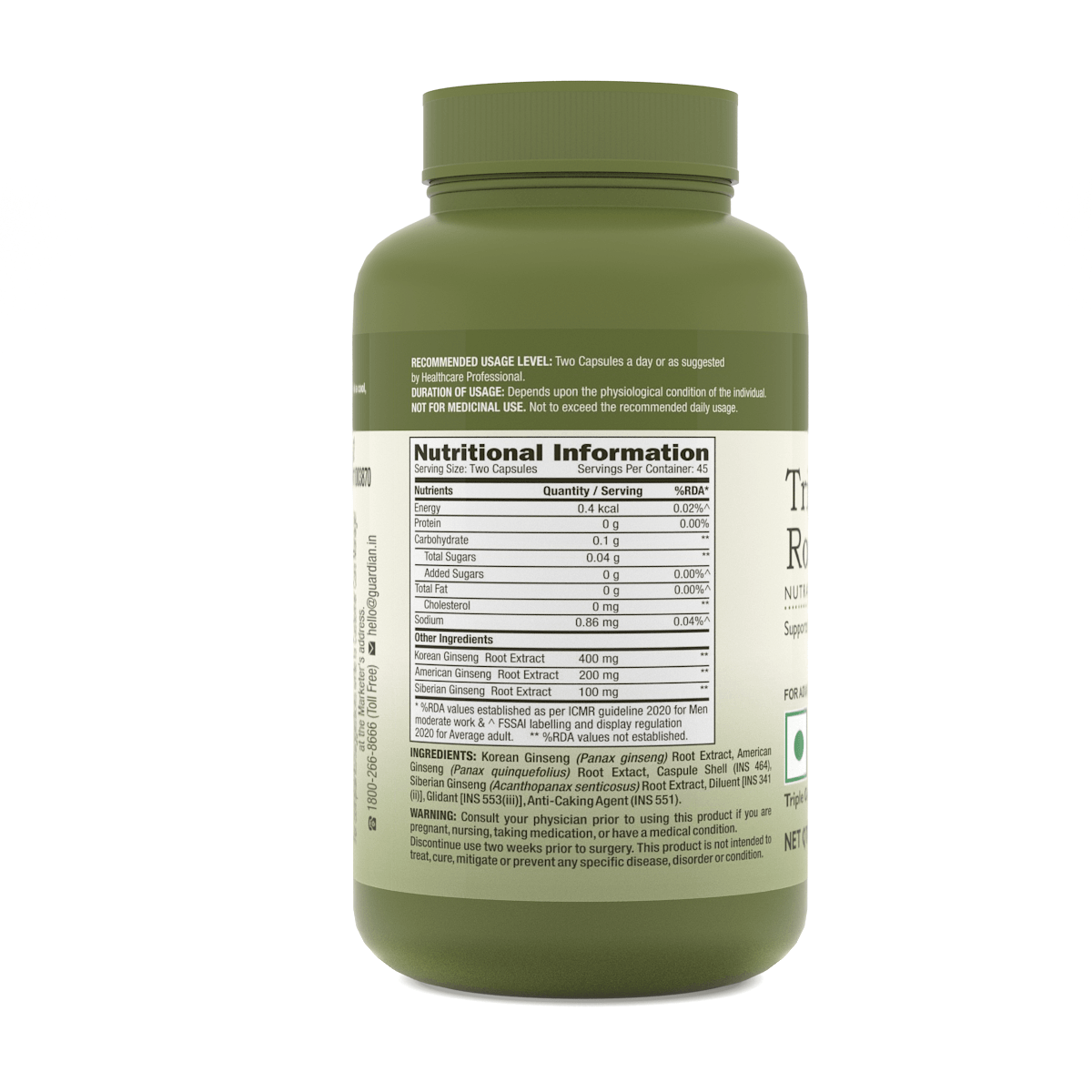 GNC Herbal Plus Triple Ginseng Root