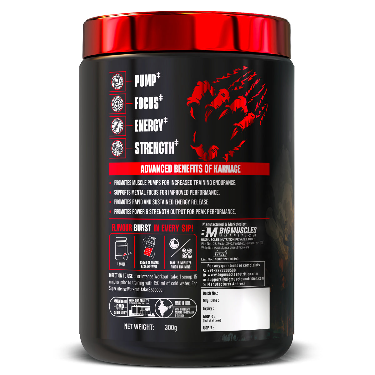 Big Muscle Karnage Pre Workout 300gm