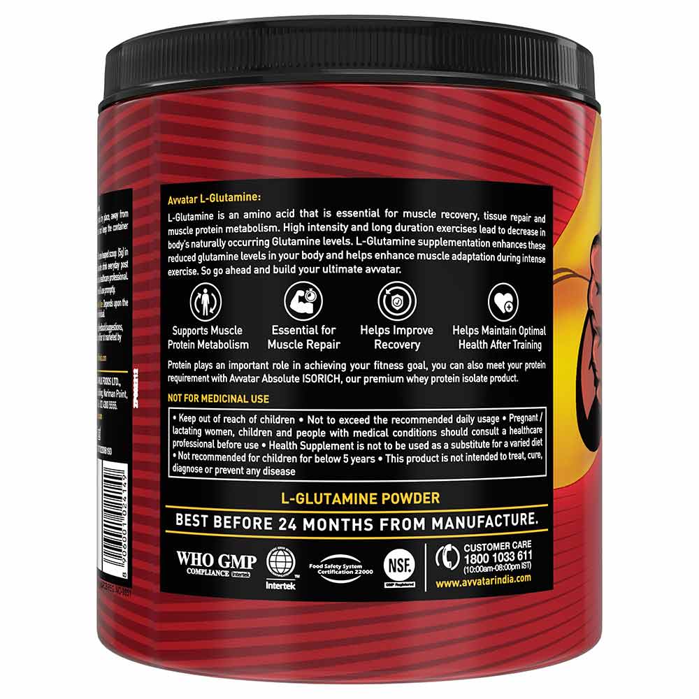Avvatar L-Glutamine, 250 g (0.55 lb)