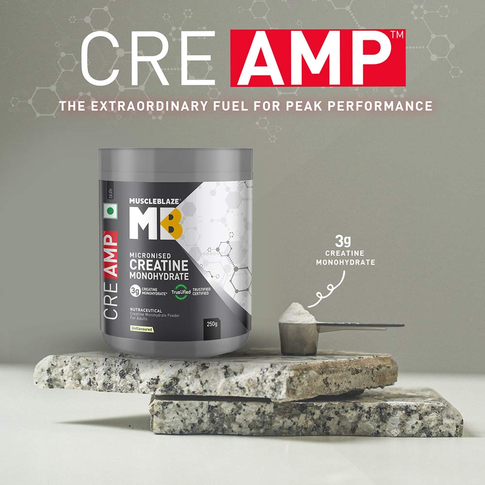 MuscleBlaze Creatine Monohydrate CreAMP, 250 g (0.55 lb)
