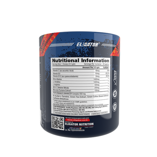 Eligator Explosive Pre Workout | 50 Servings | Steel Shaker Free