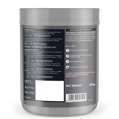 MuscleBlaze Creatine Monohydrate CreAMP, 250 g (0.55 lb)