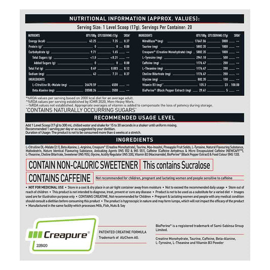 MuscleBlaze Pre Workout WrathX, 340 g