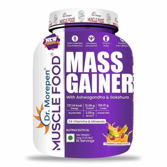 Dr. Morepen Muscle Food Mass Gainer with Ashwagandha & Gokshura - 3 Kg (6.6 Lb)